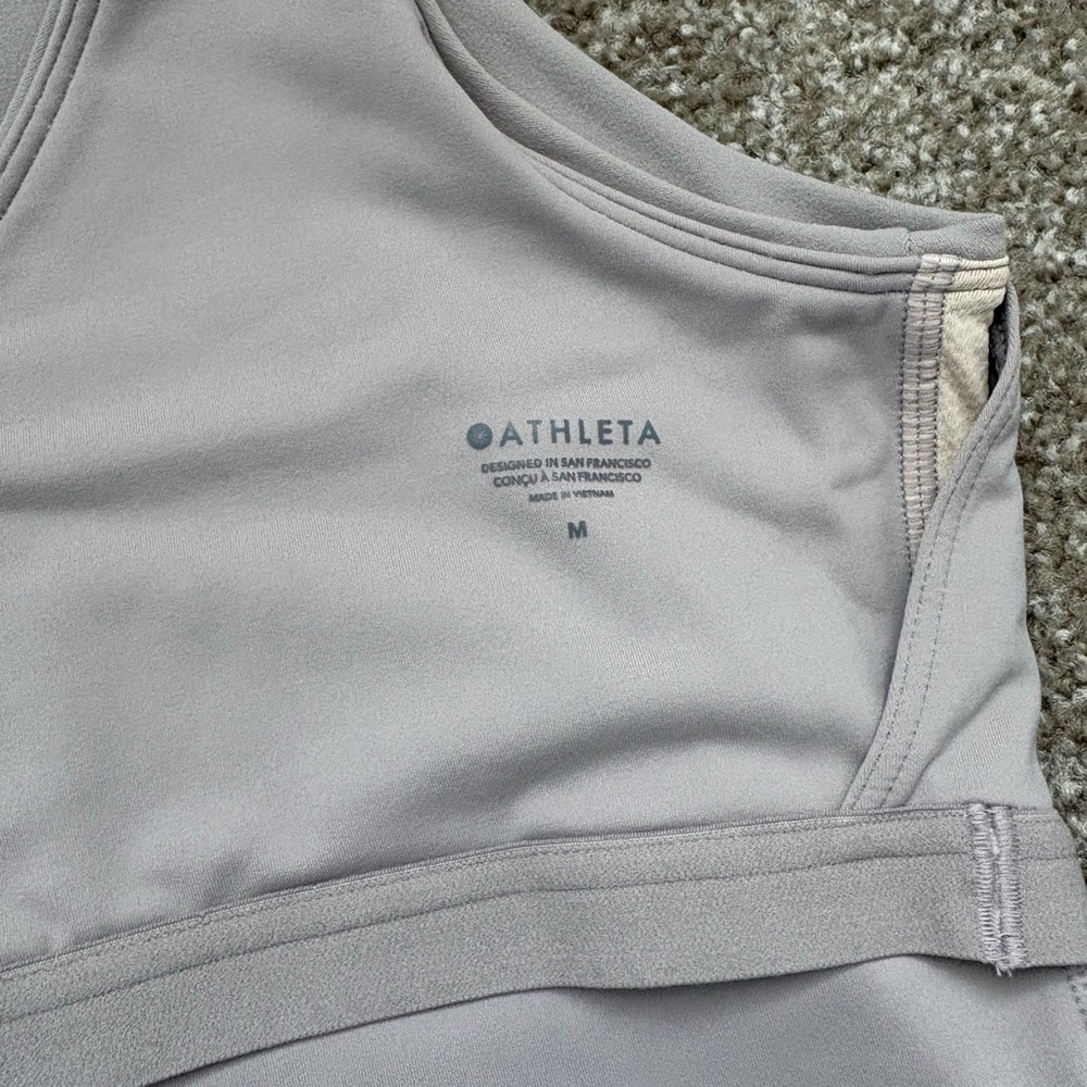 Athleta Transcend V-Neck Crop Sports Bra D-DD (taupe/grey) - Picture 5 of 7